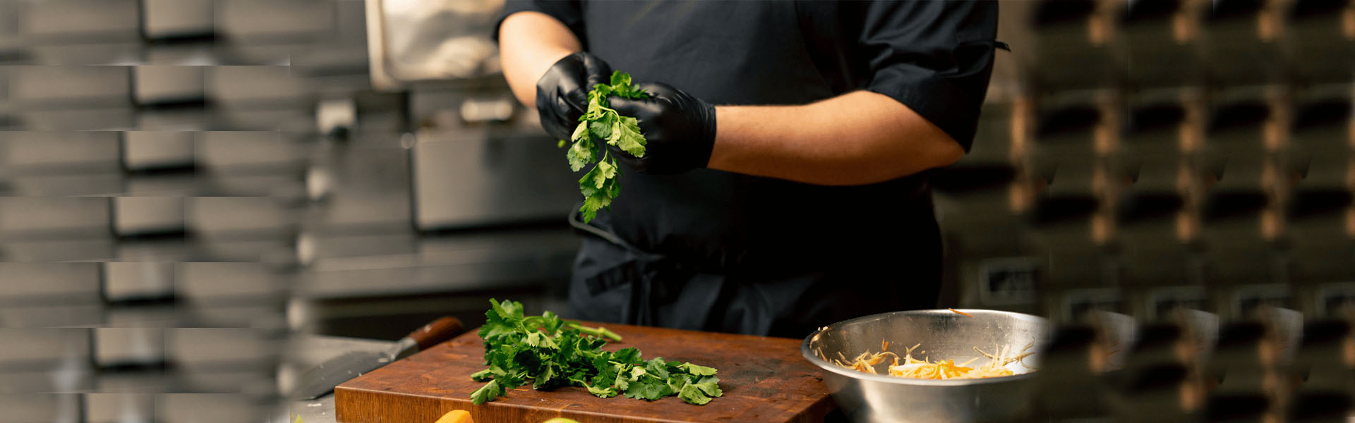 Professional chef preparing fresh ingredients